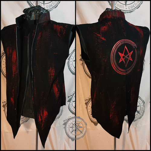 INCENDIUM- vest with military lapels and red ouroboros in size L