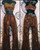 Boho Country Women's Wrestling Gear Set - Bra Top and Ring Jeans with Fringe