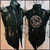 TENEBRAE- vest with military lapels and leather shoulder armor in black and gray with sigil size XL