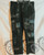 Deep olive green distressed denim and leather cargo jeans size w34 ring jeans