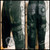 Deep olive green distressed denim and leather cargo jeans size w32 ring jeans