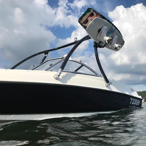 Galaxy Wakeboard Tower in black on the water Galaxy Wakeboard Tower in black on the water