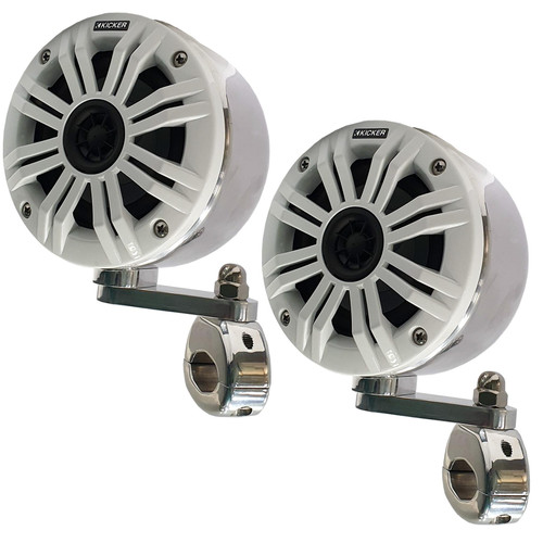 Kicker 4 Inch Weather Proof Speakers with Silver Swivel Pods ATV UTV Quad Buggy