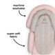 Diono Cuddle Soft 2-in-1 Baby Head Neck Body Support Pillow is machine washable and has super soft fabric [Gray/Pink]