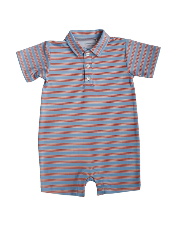 Knox Romper - Red & Blue Stripe
