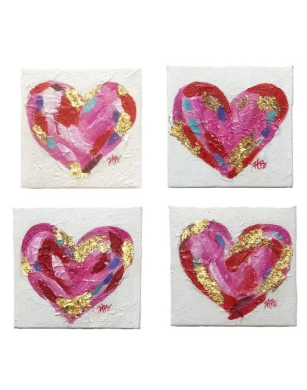 Canvas Heart Table Block with Gold