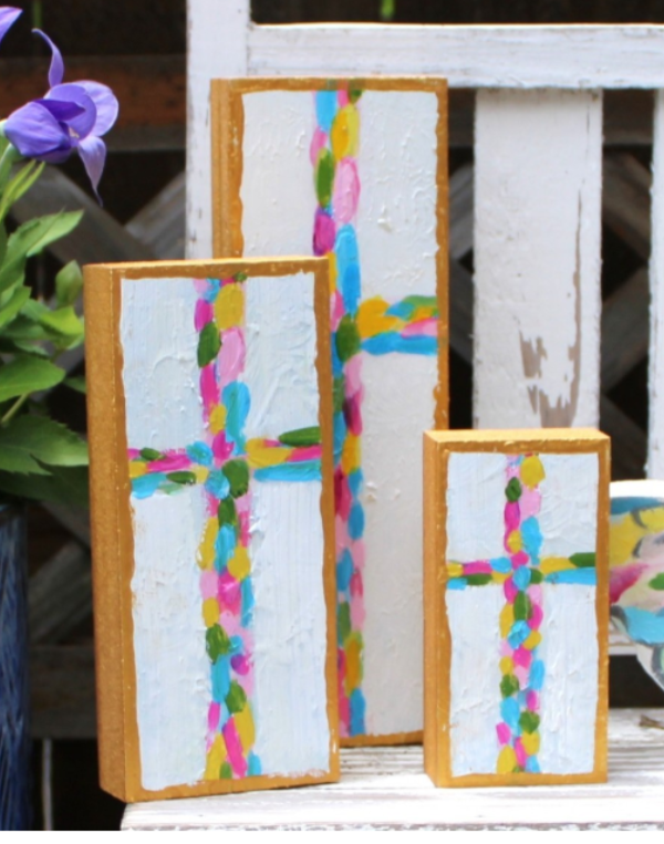 Multicolor Cross Wood Block