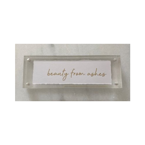 Ashes Gold Leaf Corner Card in Acrylic Frame