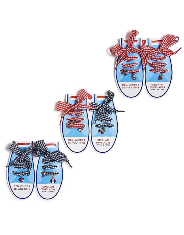 Gingham Shoelaces with Charms - Assorted