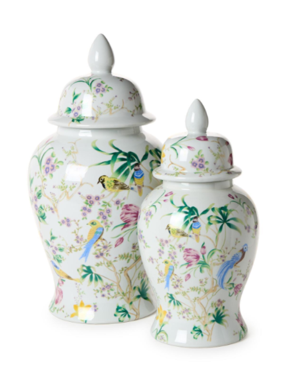 Birds and Blossom Covered Jar