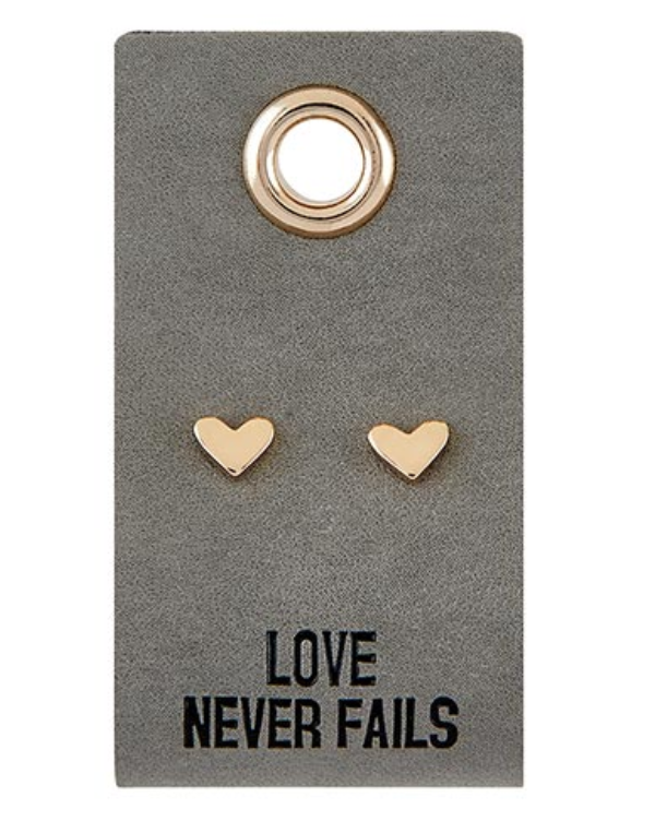 Leather Tag Earrings - Heart