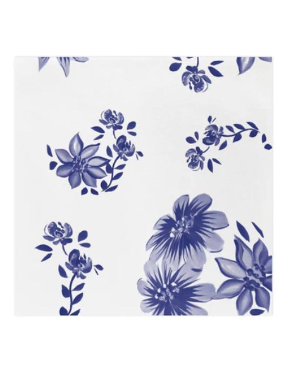 Blue and White Floral Dinner Napkins