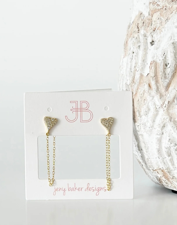 Heart Chain Stud Earrings
