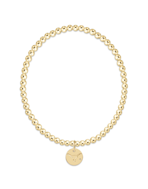 eNewton UT Austin Disc Classic Gold 3mm Bead Bracelet
