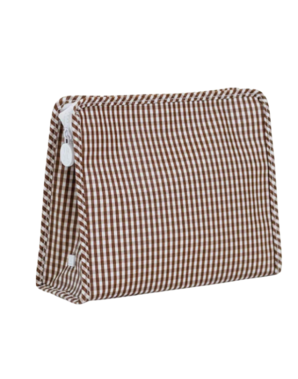 TRVL Medium Roadie Zip Pouch--Gingham Coco