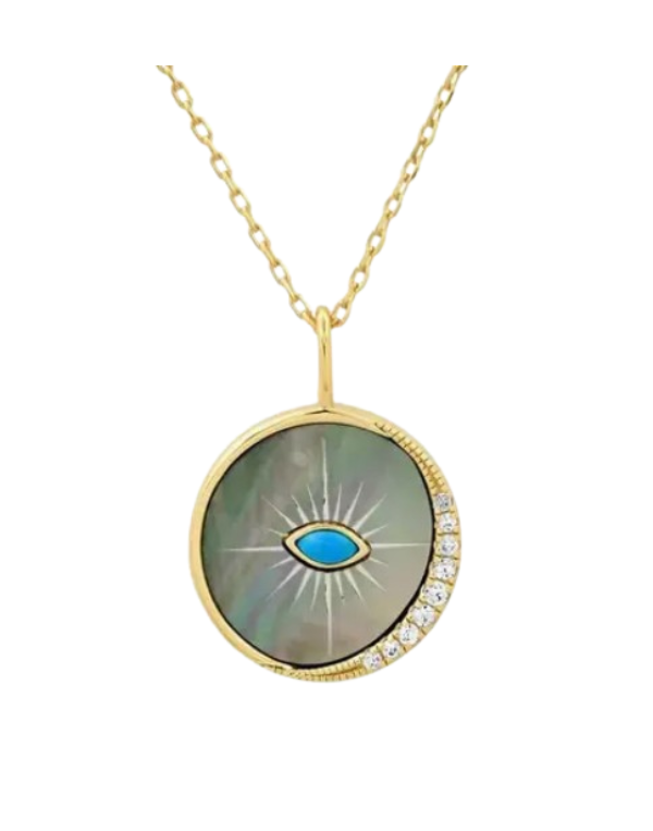 Black Shell Evil Eye Pendant Necklace