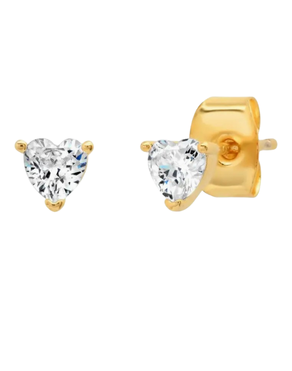Clear Heart CZ Post Earrings