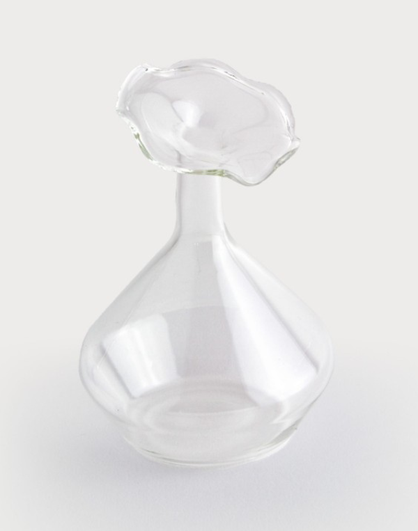 Clear Glass Angeled Neck Vase