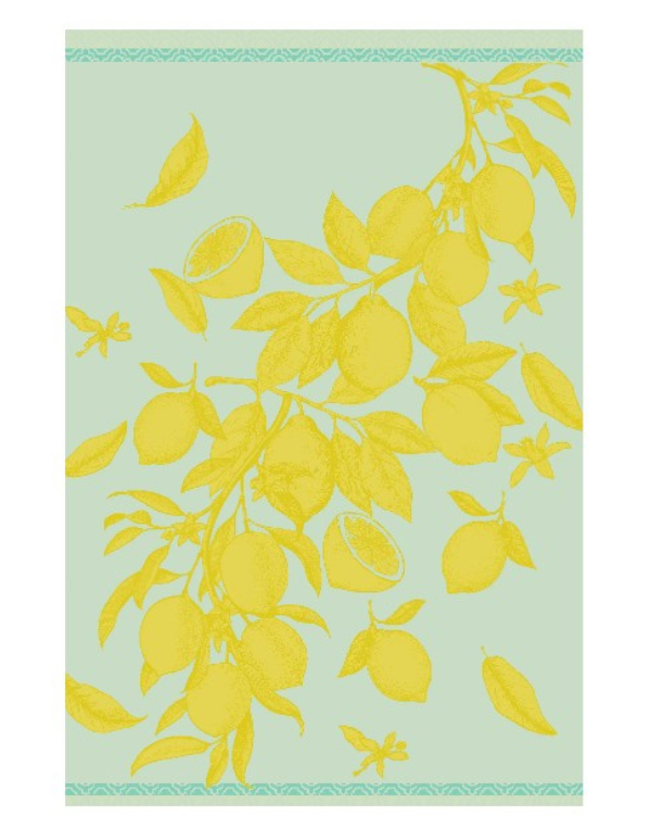 Lemon Bouquet Aqua Tea Towel