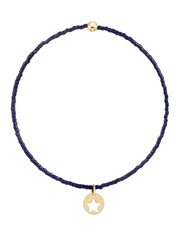 eNewton Small Star Gold Disc 2mm Hope Classic Bracelet- Navy