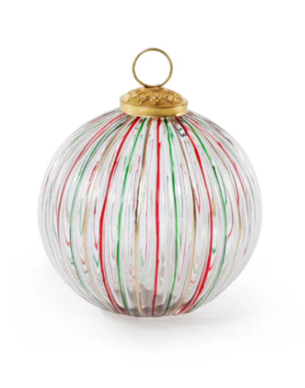 Ribbed Multi Red and Green Glass Ornamet-4 in