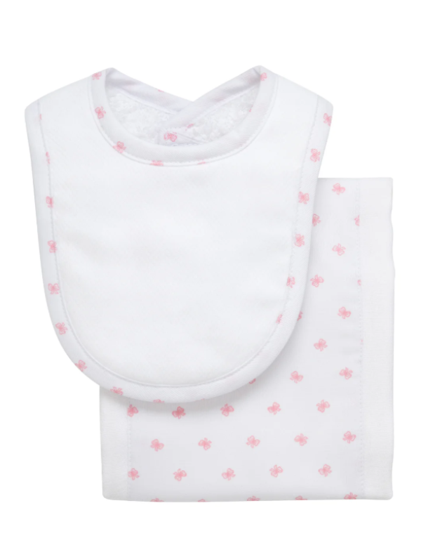 Bow Print Drooler Bib and Burp Set