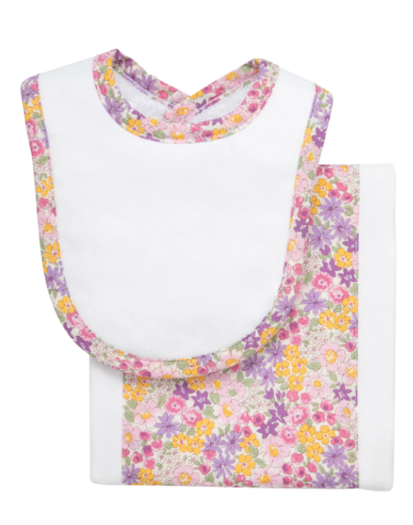Butterfly Floral Drooler Bib and Burp Set