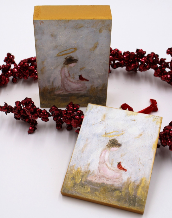 Glittered Angel Box Print