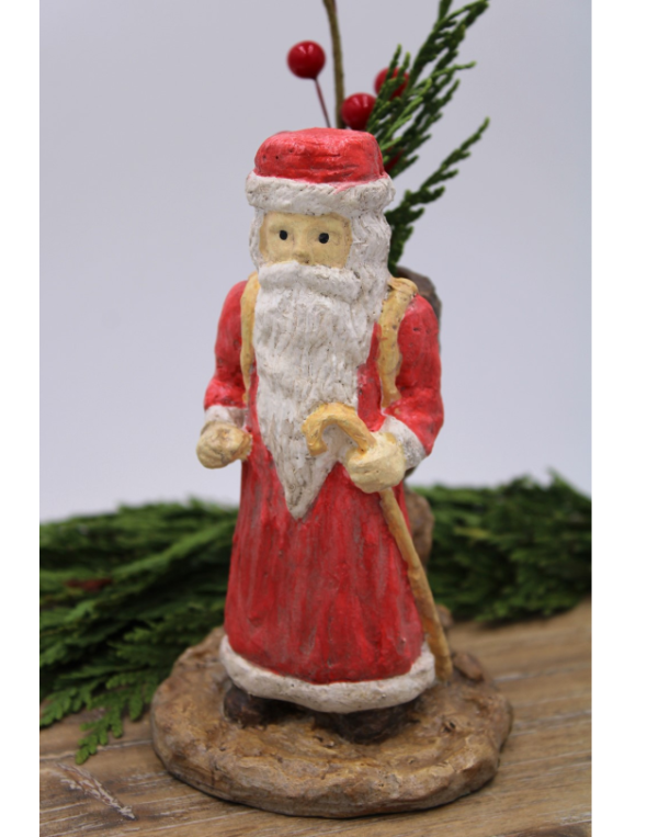 6" Resin St Nicholas with Glass Tube Vase