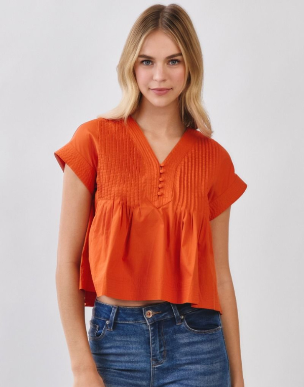 Tawny Pleated Top