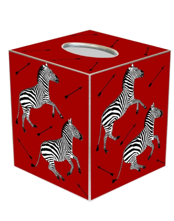 Zebra Trot on Red Tissue Box Cover