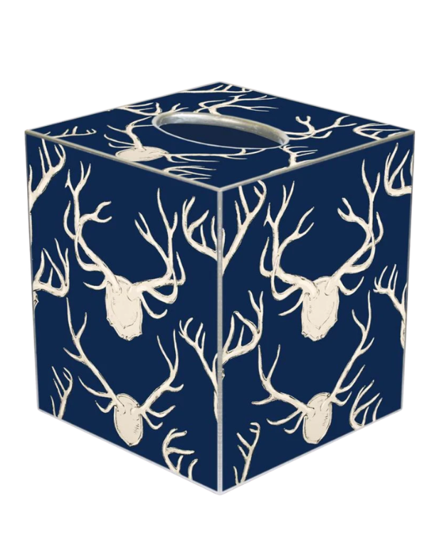 Blue Deer Antler Tissue Box Cover