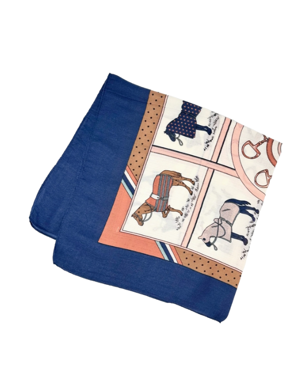 Equestrian Style Scarf-Navy