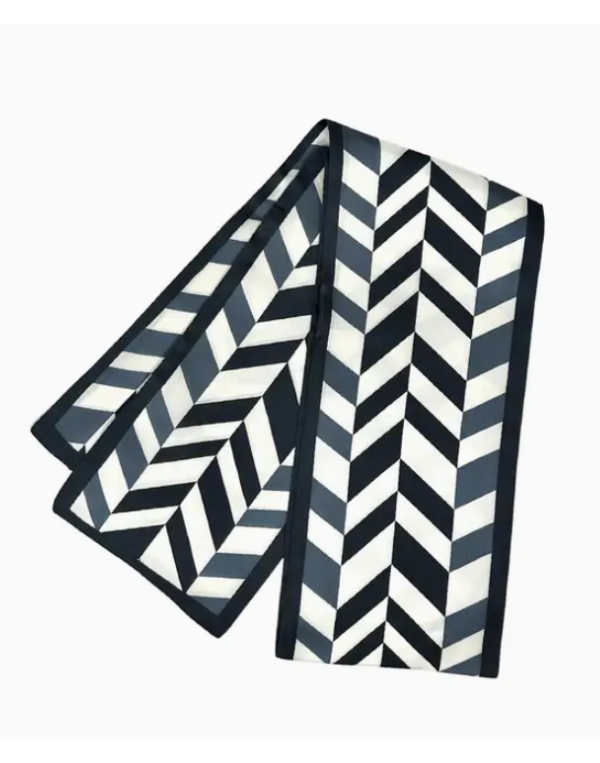 Long Pattern Scarf-Navy