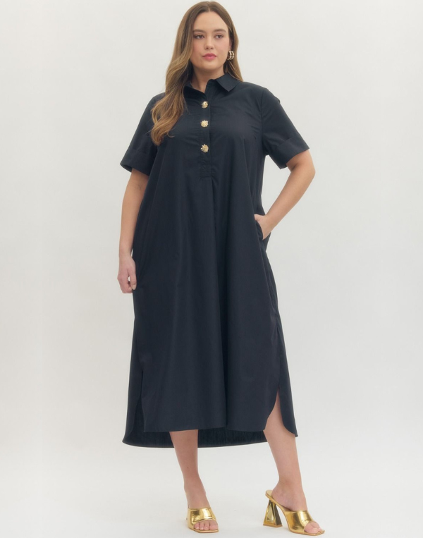 Helen Gold Star Button Dress- Extended Sizes