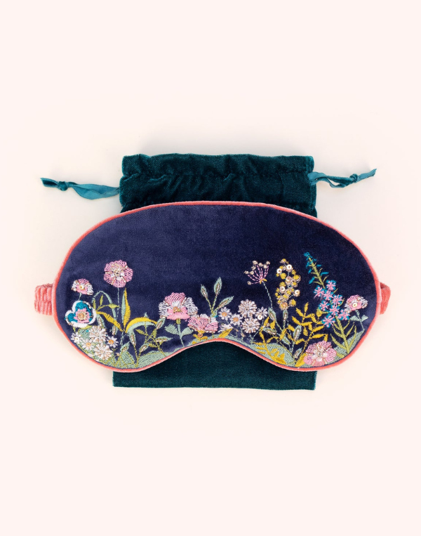 Navy Floral Eye Mask