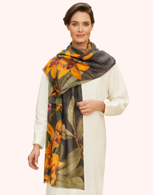 Botany Bliss Scarf- Charcoal