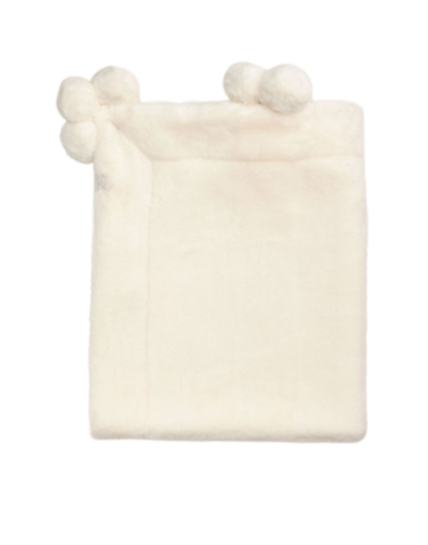 Ivory Fur Pom Pom Blanket