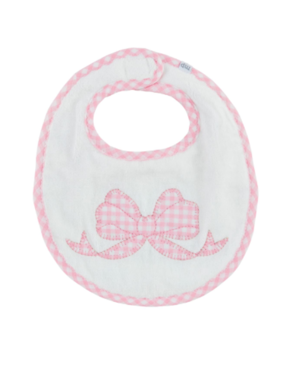 Pink Gingham Bow Bib