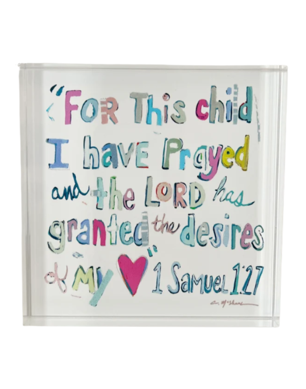 1 Samuel 1:27 Bible Verse Acrylic Block-Pinks