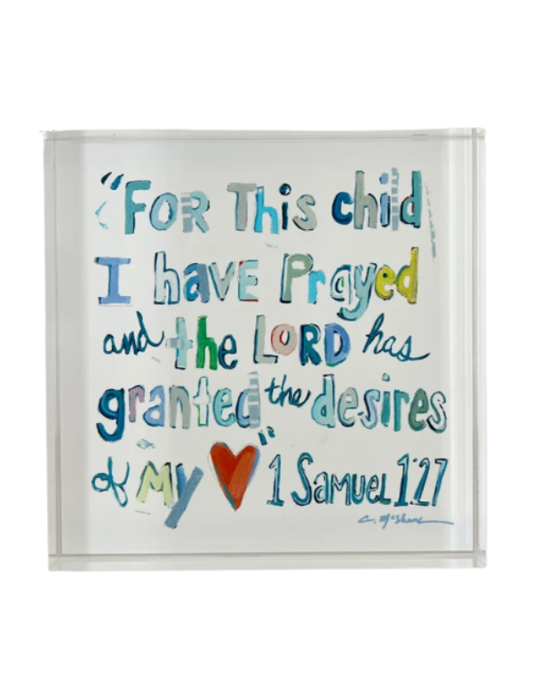 1 Samuel 1:27 Bible Verse Acrylic Block-Blues