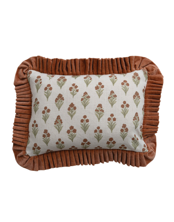 Cotton Lumbar Floral Pillow
