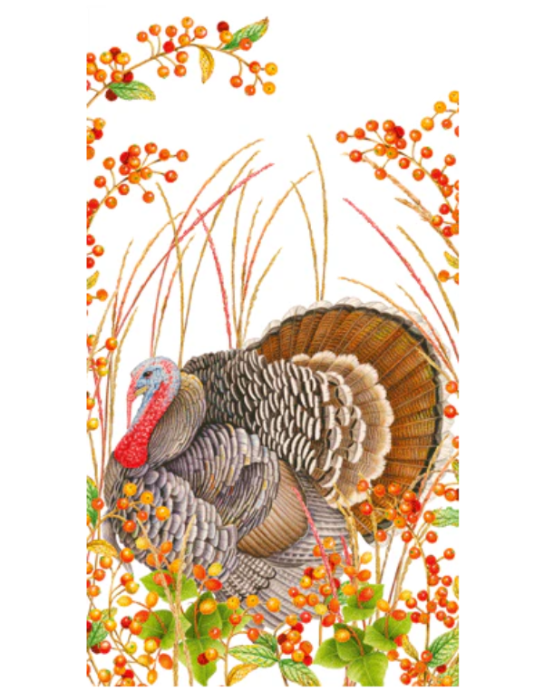 Caspari Turkey and Berries Guest Towels