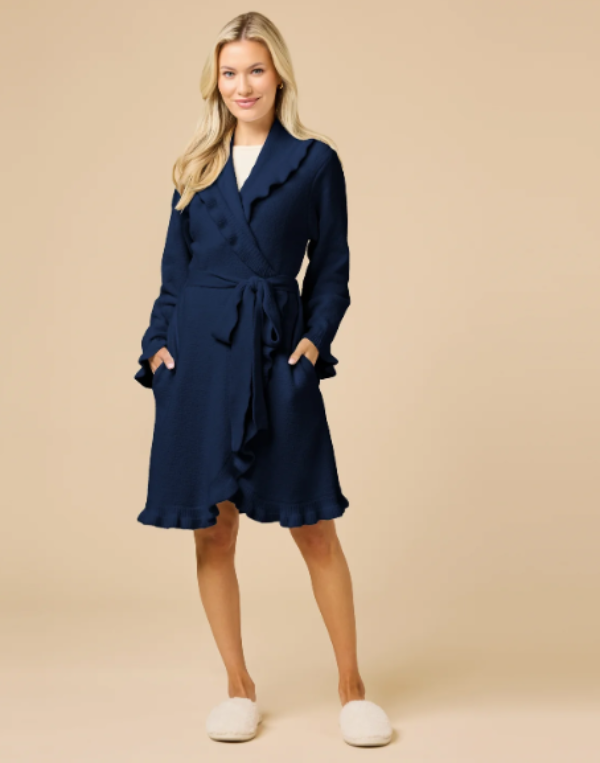 Softies 36" Ruffle Chenille Robe-Midnight
