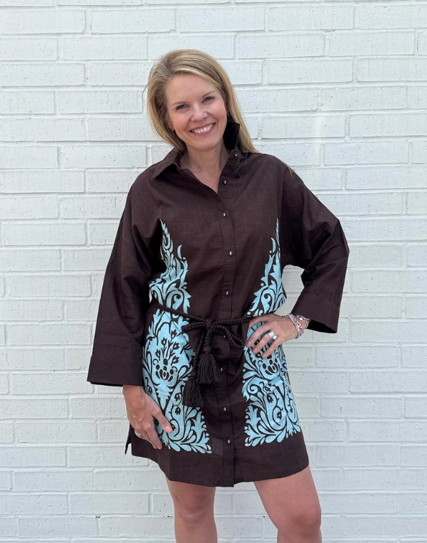 Border Print Shift Dress