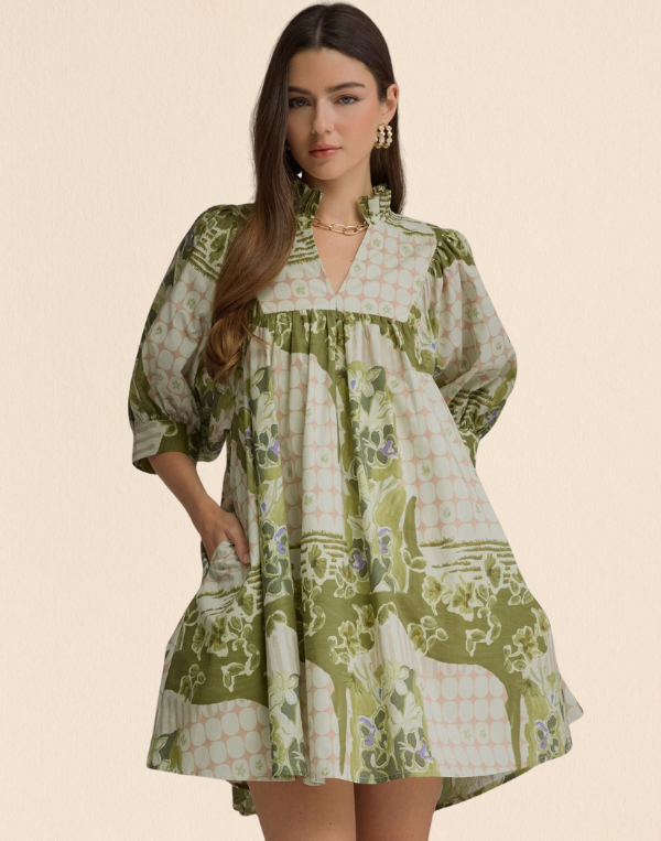 Quarter Sleeve Olive Dress