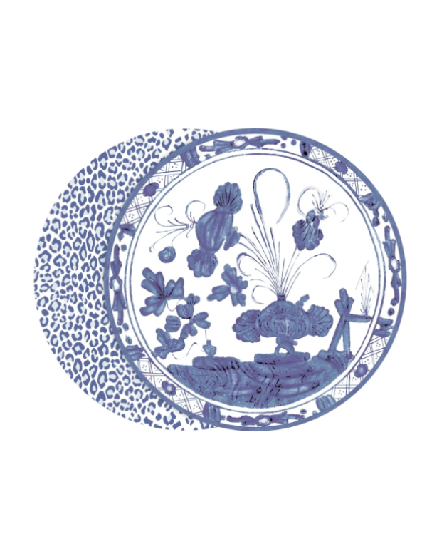 Beatriz Ball Leopard Reversible Placemat-Blue