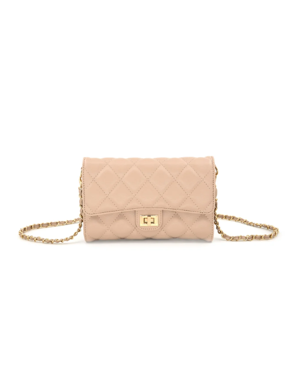 Quilted Clutch-Beige