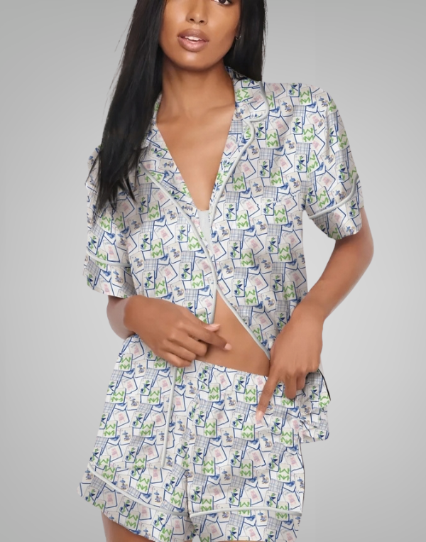 Mahjong Sleep Short Set- Blue