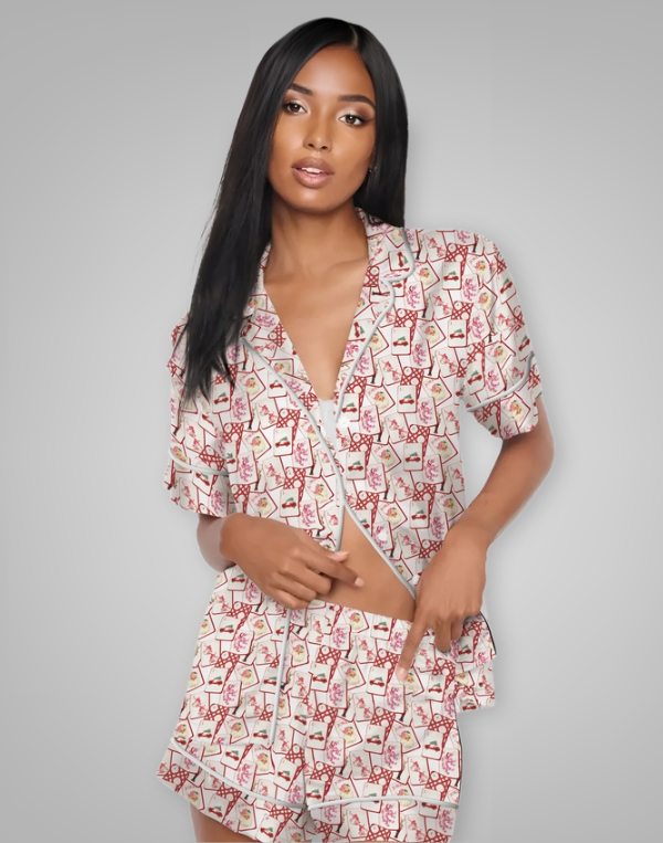 Mahjong Holiday Sleep Short Set- Red